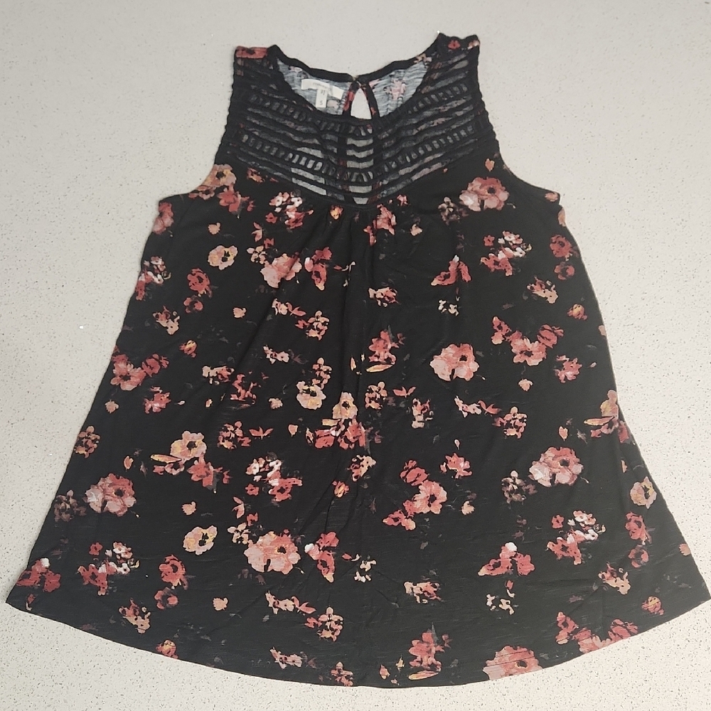 Maurices Black Floral Tank Top